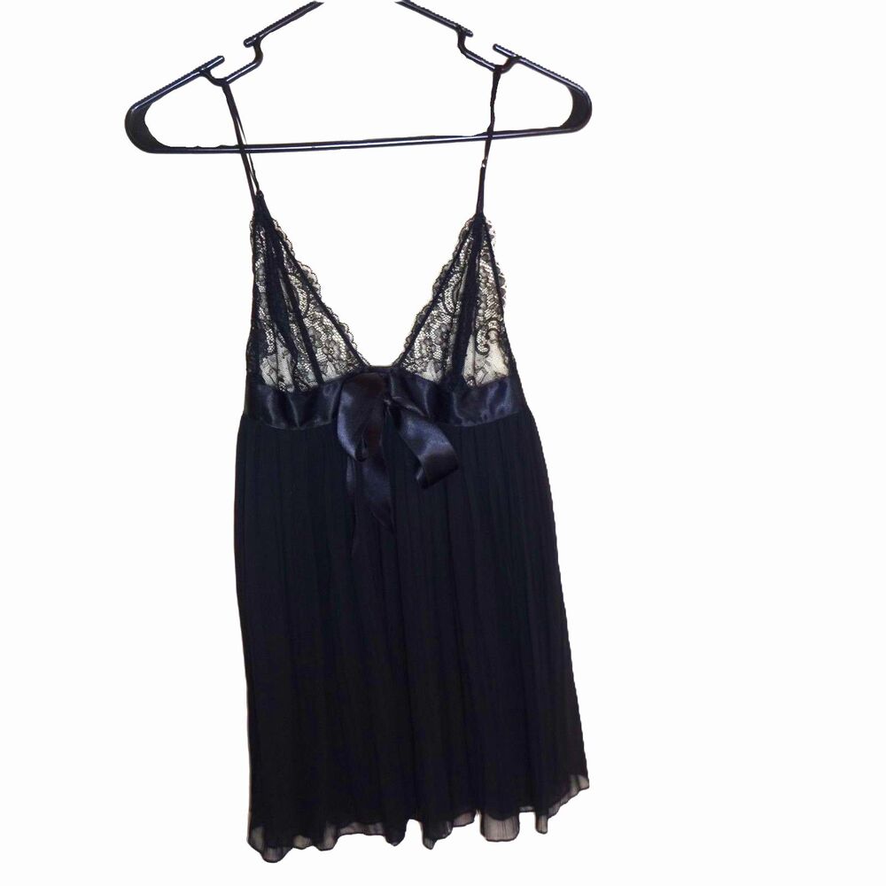 Victoria’s Secret ~ Black Lace Sheer Babydoll Camisole ~ Size Medium